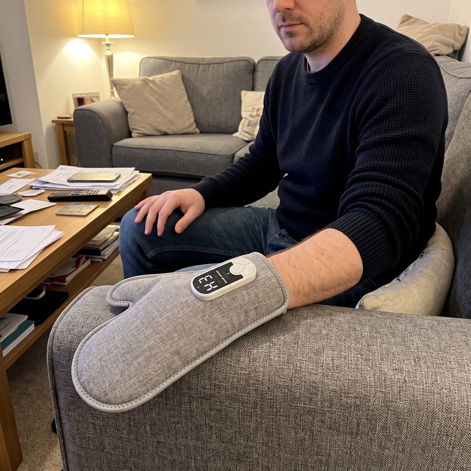 Man using Palmhaven in the lounge after computer work